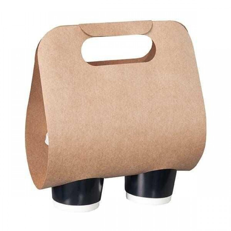 2'li Kahve Taşıyıcı / Çanta / Kraft / 100'lük Paket