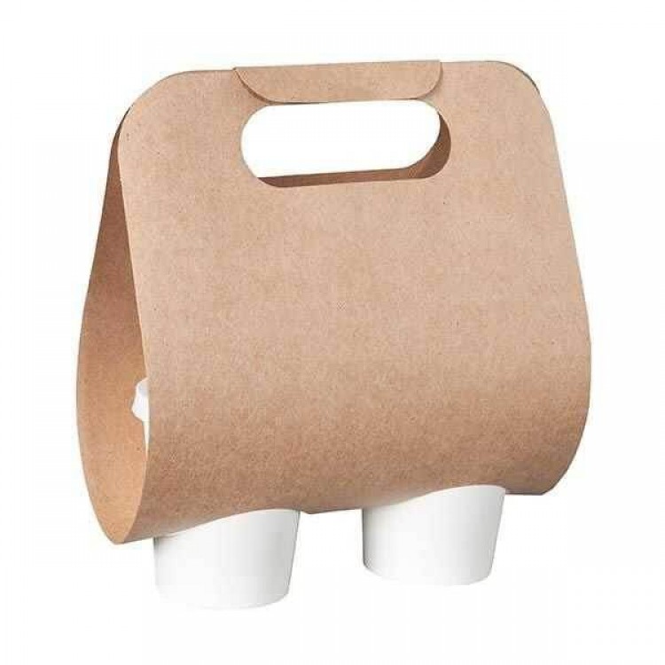 2'li Kahve Taşıyıcı / Çanta / Kraft / 100'lük Paket